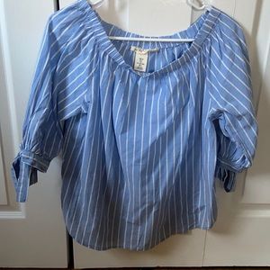 Blue and white pinstripe top
